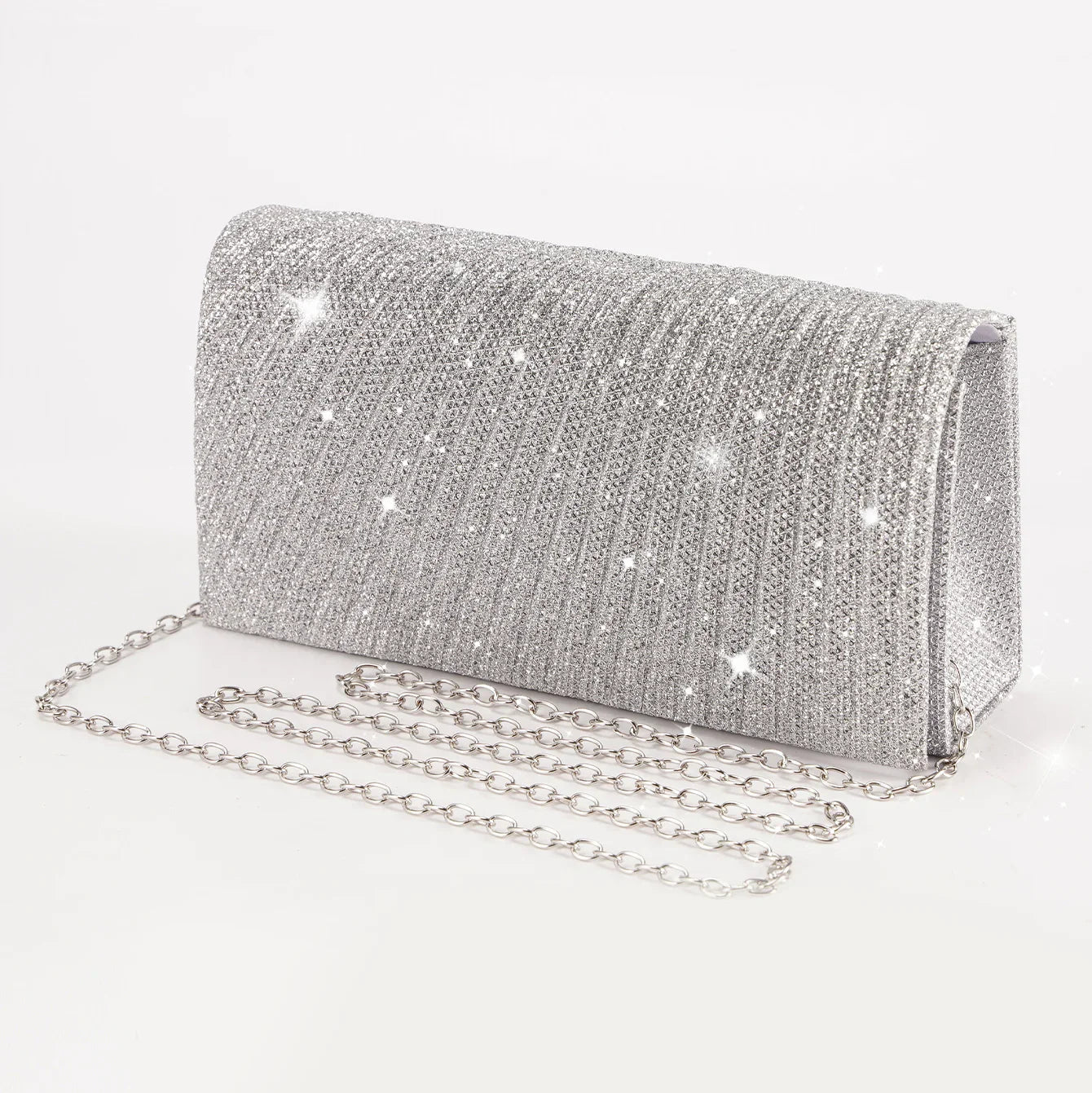 Cartera de fiesta con glitter tipo sobre